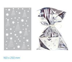 Luma  Vánoční celofánový sáček - stříbrné stroměčky / 16 x 25 cm