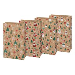 Vánoční sáček KRAFT 3 - mix motivů / 15 x 27 x 9 cm