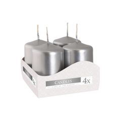 Vánoční adventní svíčky 6 cm - stříbrná / 4 ks