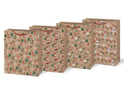 Vánoční dárková taška KRAFT L - mix motivů / 26 x 32 cm