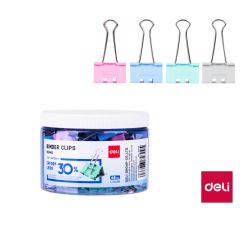 Deli  Klipy kovové pastelové DELI - 25 mm / 48 ks