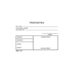 MSK 7400214 propustky 100 listů A7