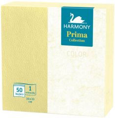 Harmony Color papírové ubrousky žluté 1-vrstvé 33 x 33 cm 50ks