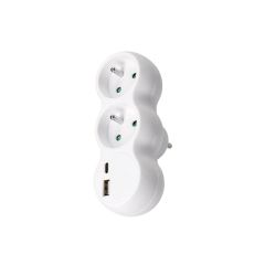 Rozbočovací zásuvka 2 x USB A+C 20W - bílá
