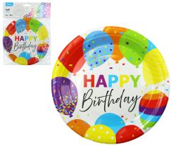 Papírový talíř Happy Birthday / 18cm / 6ks