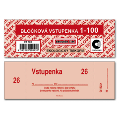 Bločkové vstupenky Baloušek 133 x 39 mm / 1-100 / 4 odstíny barev / ET300