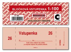 Bločkové vstupenky Baloušek 133 x 39 mm / 1-100 / 4 odstíny barev / ET300