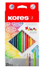 Kores  Pastelky Kores Kolores Style trojhranné - 15 barev