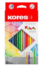 Kores  Pastelky Kores Kolores Style trojhranné / 15 barev