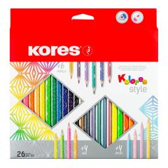 Pastelky Kores Kolores Style trojhranné - 26 barev