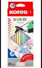 Pastelky Kores Kolores MAGIK trojhranné / gumovací / 12 barev
