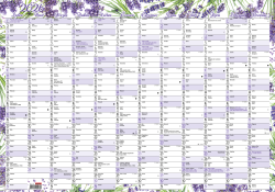 Plánovací roční nástěnná mapa - Levandule / BKA1