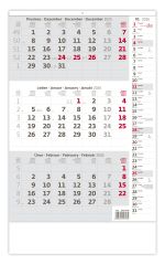 Kalendář nástěnný pracovní - tříměsíční šedý s poznámkami / N210