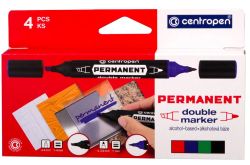 Značkovač Centropen DOUBLE 1666 permanent / sada 4 ks