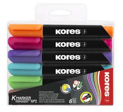 Popisovač Kores K-Marker Permanent - sada 6 ks / kulatý hrot