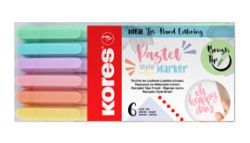 Popisovač Kores K-Brush - pastelové barvy / sada 6 ks