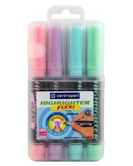 Zvýrazňovač Centropen Flexi Soft pastel 8542 / sada 4 ks