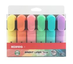 Kores  Sada zvýrazňovačů Kores Bright Liner Pastel 6 ks