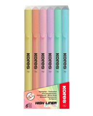 Zvýrazňovač Kores High Liner Pastel / sada 6 ks