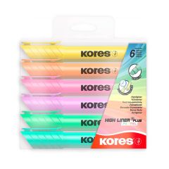Kores  Zvýrazňovač Kores High Liner PLUS Pastel / sada 6 ks