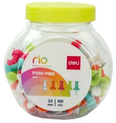 Špendlíky na nástěnku DELI - 100 ks / barevný mix