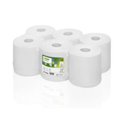 Papírové ručníky v rolích - bílé / 1-vrstvé / 300 m / 6 rolí