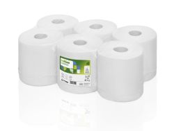 Papírové ručníky v rolích - bílé / 1-vrstvé / 300 m / 6 rolí