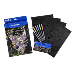 centropen  Omalovánky A4 - Antistress black 9390 + 6 ks popisovačů