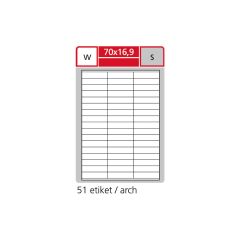 SK Label  Print etikety A4 pro laserový a inkoustový tisk - 70 x 16,9 mm (51 etiket / arch ) / transparentní polyester. folie bílá