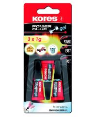 Kores  Vteřinová lepidla Kores - Power Glue gel 3 x 1g