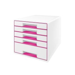 WOW Leitz  Zásuvkový box Leitz WOW - 4+1 zásuvky / růžová