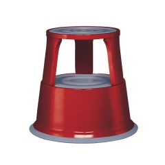 Pojízdná kovová kruhová stolička - červená