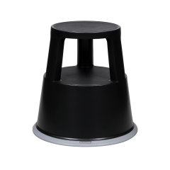 Pojízdná kovová kruhová stolička - černá