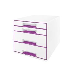 Zásuvkový box Leitz WOW - 2+2 zásuvky / fialová