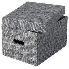 ESSELTE  Krabice úložná Esselte - M / šedá / 360 x 265 x 205 mm / s otvory / 3 ks
