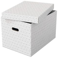 ESSELTE  Krabice úložná Esselte - L / bílá / 510 x 355 x 305 mm / s otvory / 3 ks