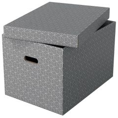 ESSELTE  Krabice úložná Esselte - L / šedá / 510 x 355 x 305 mm / s otvory / 3 ks