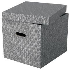 ESSELTE  Krabice úložná Esselte - kostka / šedá / 365 x 320 x 315 mm / s otvory / 3 ks