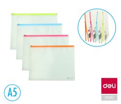Spisové desky DELI  Fashion na zip - A5 / barevný mix