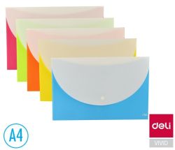 Spisové desky DELI Double s drukem - A4 / barevný mix