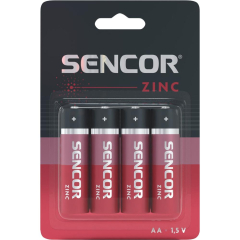 Baterie Sencor zinková tužková AA R6 / 4 ks