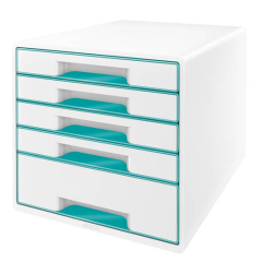Zásuvkový box Leitz WOW - 4+1 zásuvky / tyrkysová