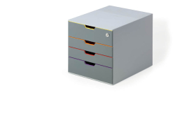 Durable  Zásuvkový box VARICOLOR® SAFE - 4 zásuvky + zámek / šedá