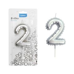 Svíčka dortová č. 2 - stříbrná