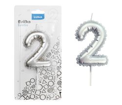 Svíčka dortová č. 2 - stříbrná