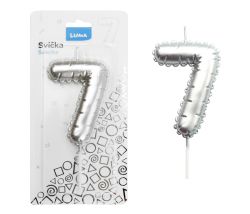 Svíčka dortová č. 7 - stříbrná