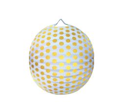 Lampion kulatý 25 cm - zlatý puntík