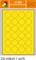SK Label  Print etikety A4 pro laserový tisk - fluorescentní - kulaté prům.40 mm ( 24 etiket / arch) fluorescentní žlutá