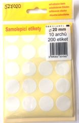 SK Label  Samolepicí etikety v sáčku - kulaté prům.20mm / 200 etiket