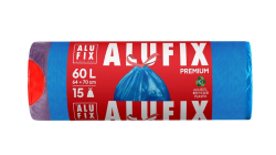 Pytle do koše Alufix Premium stahovací - 71x64cm / 60l / 26my / 15ks / modrá